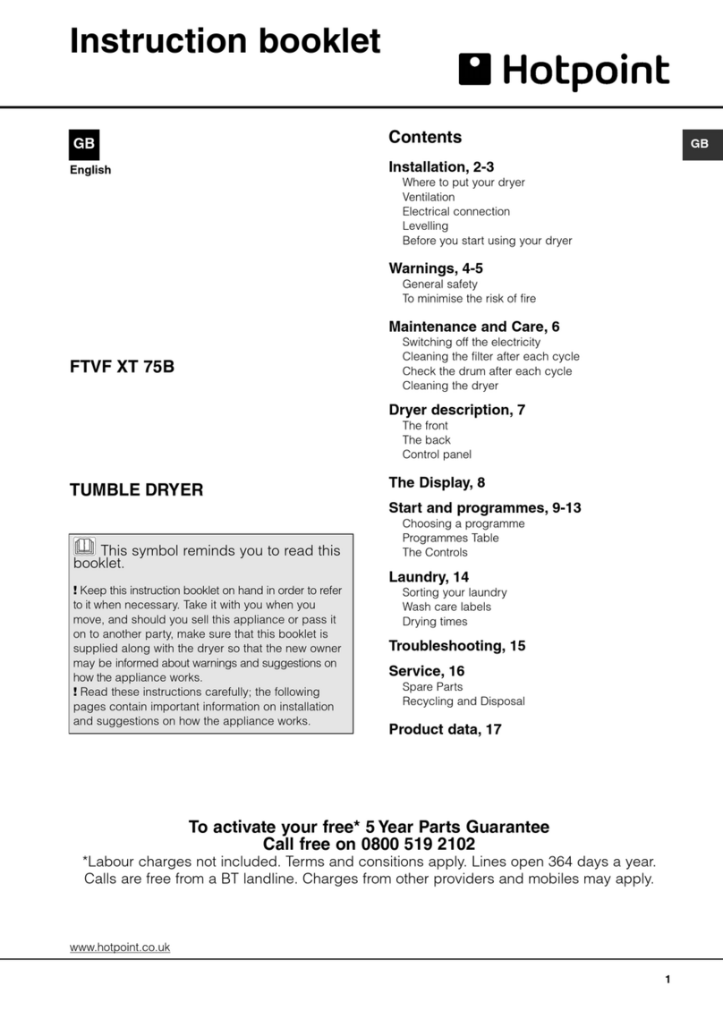 Hotpoint FTVF XT 75B Instruction booklet