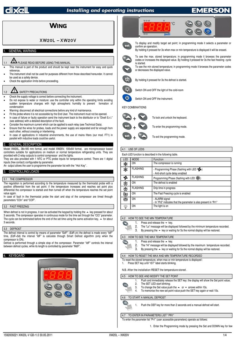 Emerson dixell WING XW20L Wiring diagram