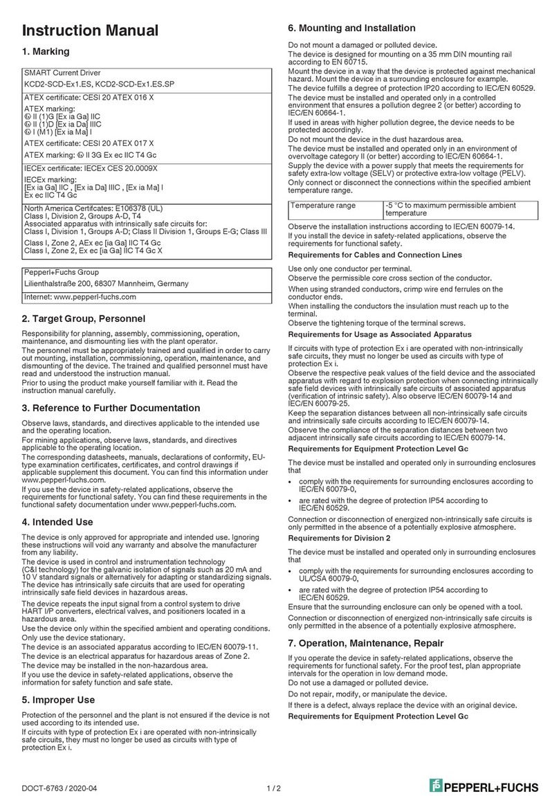Pepperl+Fuchs KCD2-SCD-Ex1.ES.SP User manual