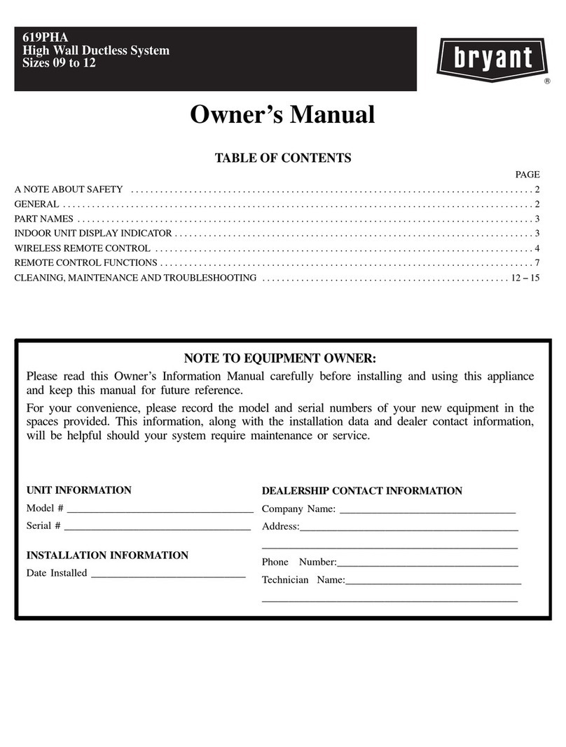 Bryant 619PHA Series User manual