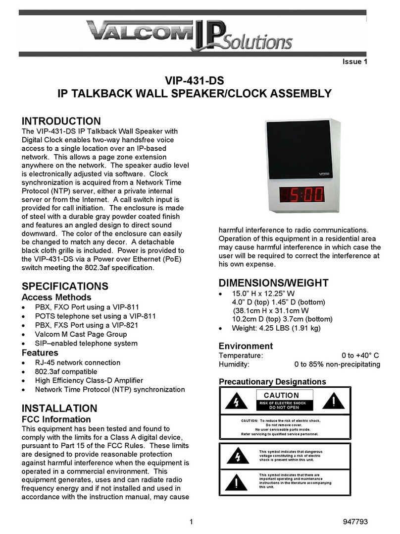 Valcom VIP-411-DS-IC User manual