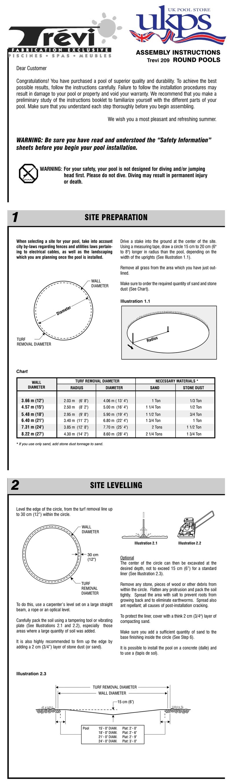 UK POOL STORE Trevi 209 Assembly instructions