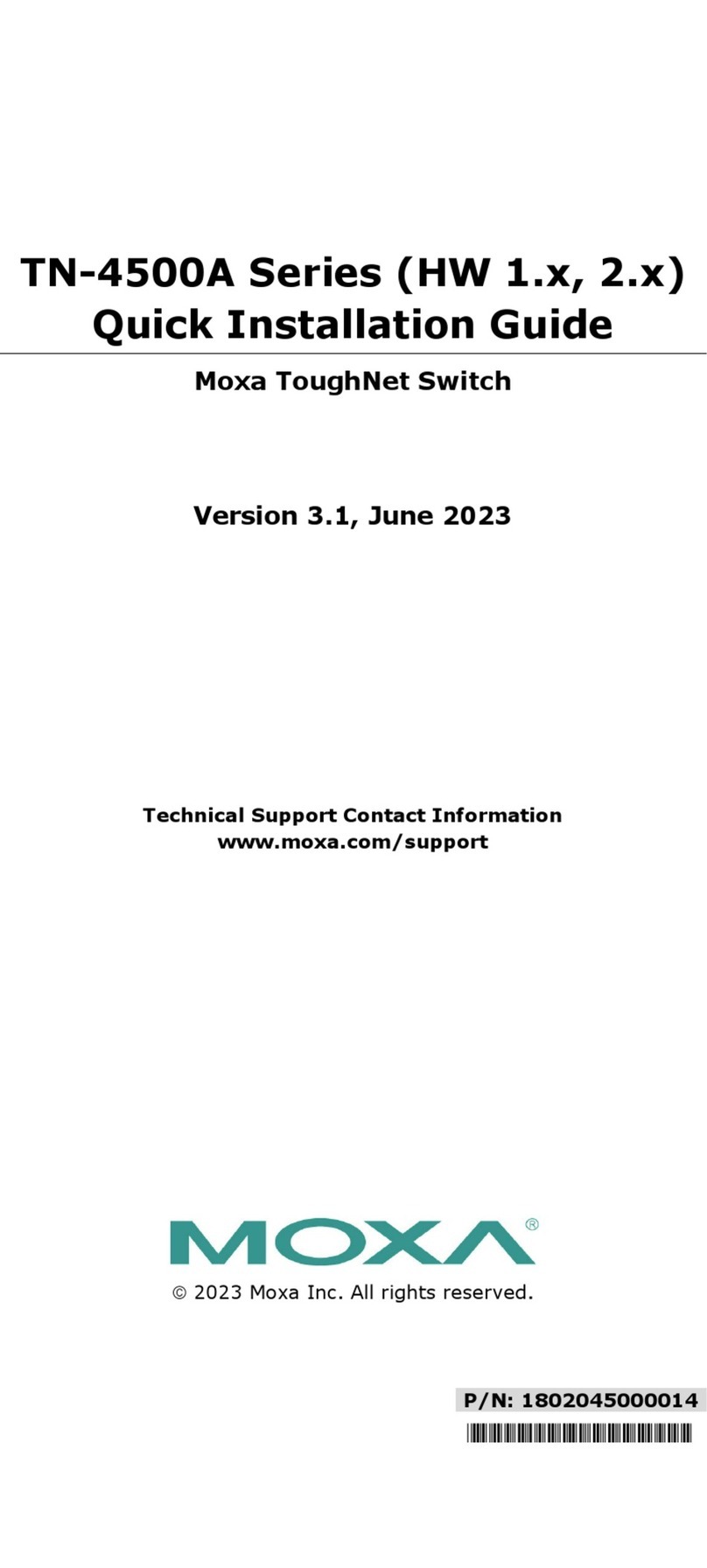 Moxa Technologies ToughNet TN-4500A Series Quick installation guide