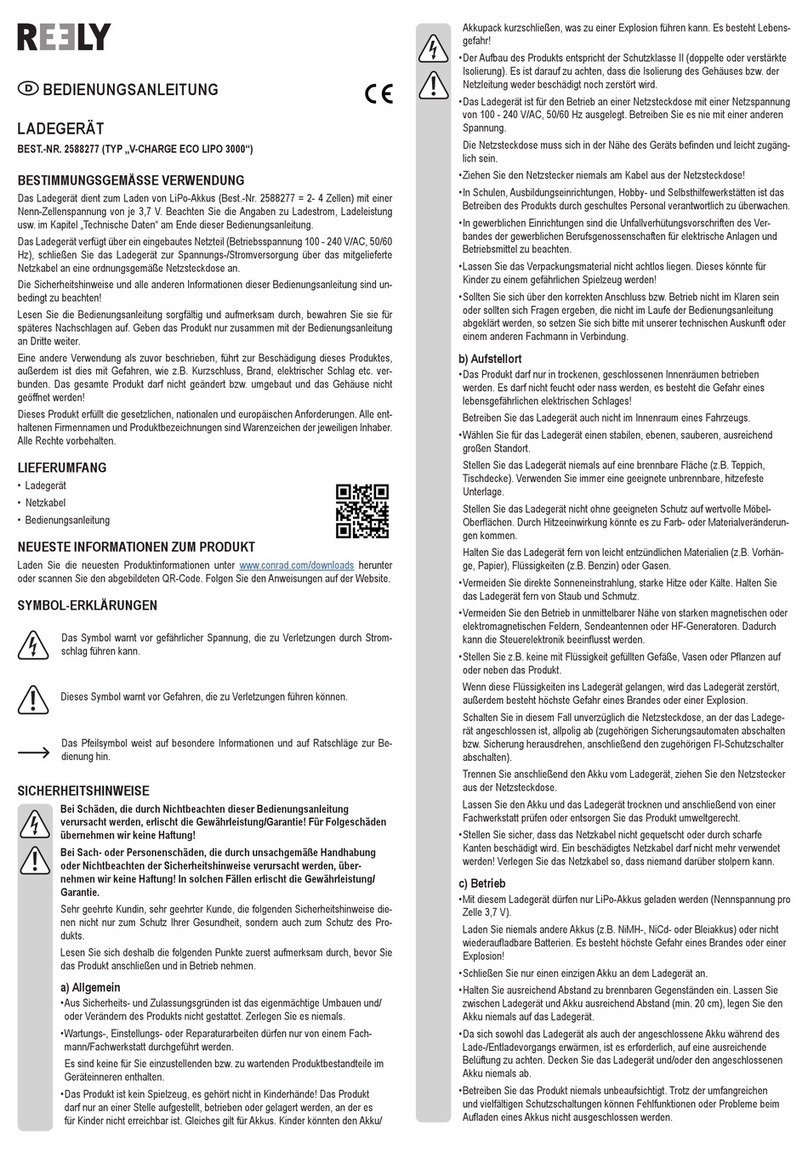 Reely V-CHARGE ECO LIPO 3000 operating instructions