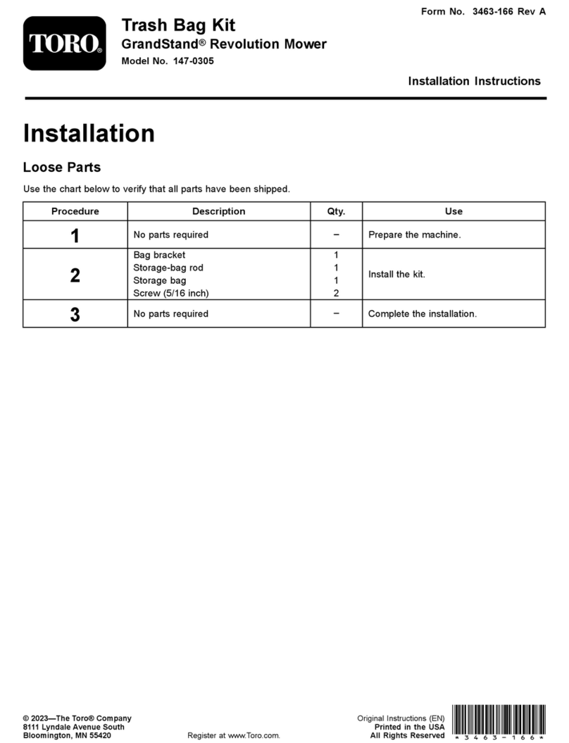 Toro GrandStand 147-0305 installation instructions