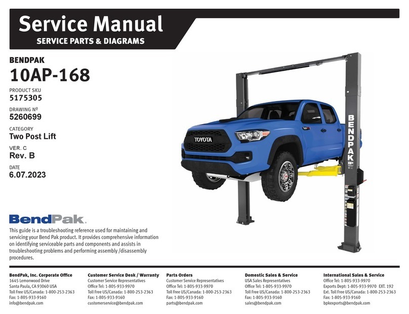 Bend-Pak Clearfloor 10AP-168 Service manual