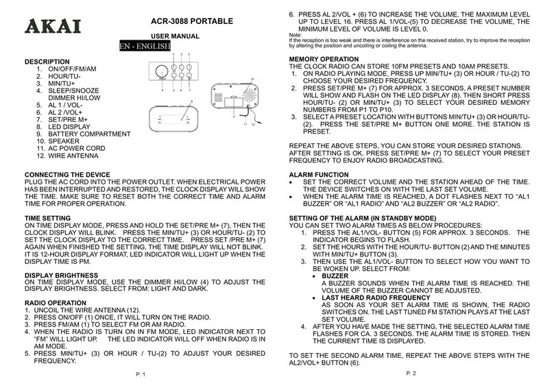 Akai ACR-3088 PORTABLE user manual