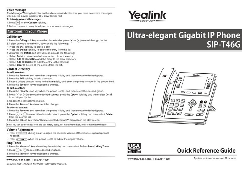 Yealink Yealink SIP-T46G Quick reference guide