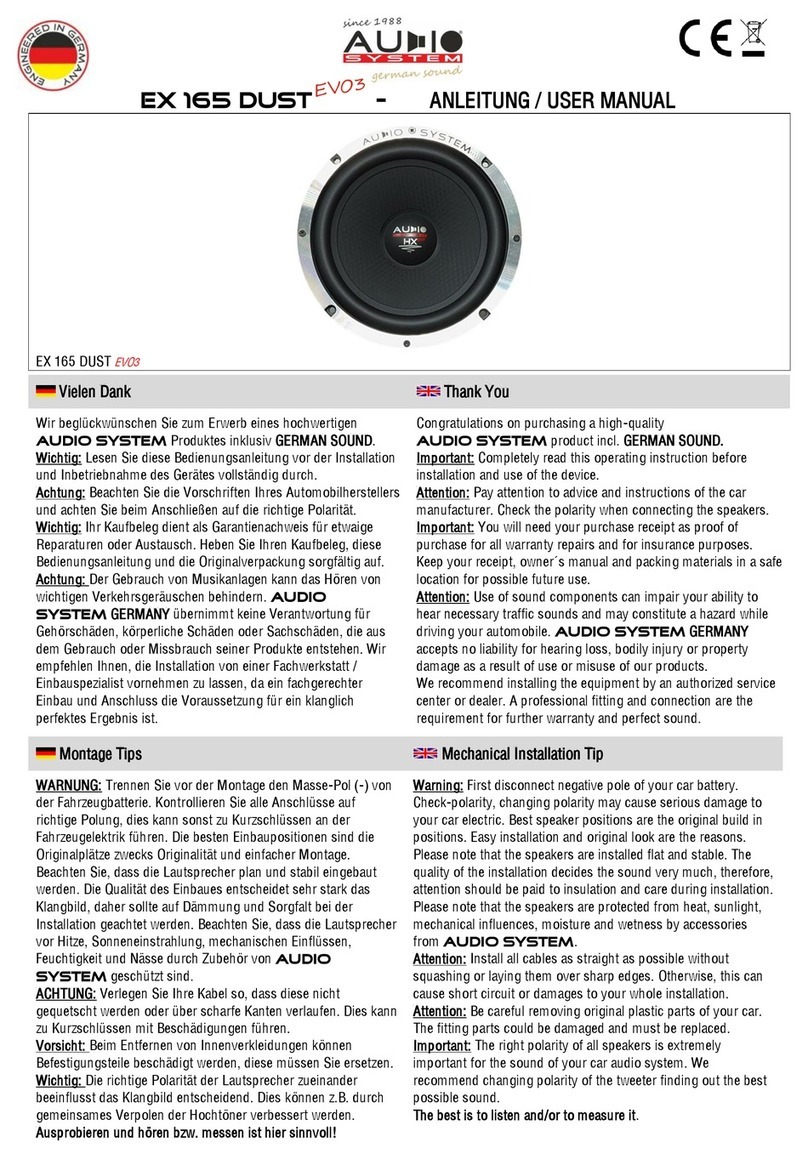 Audiosystem EX 165 DUST EVO3 user manual
