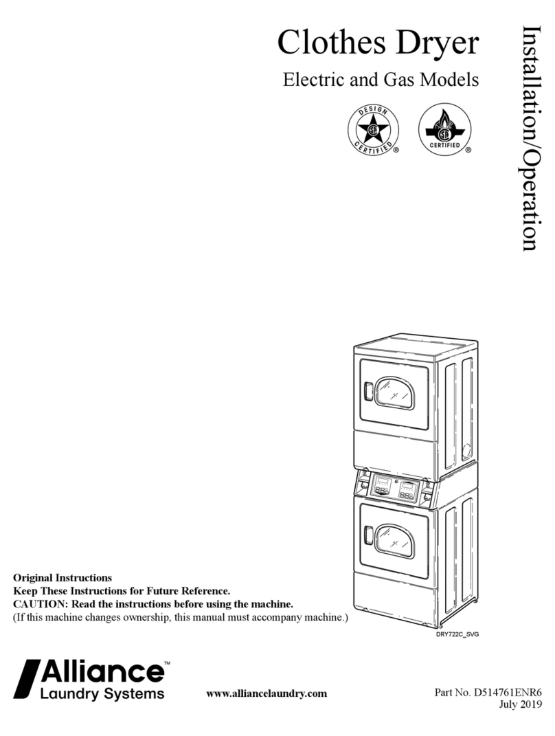 Alliance Laundry Systems DRY722C-SVG Installation & operation