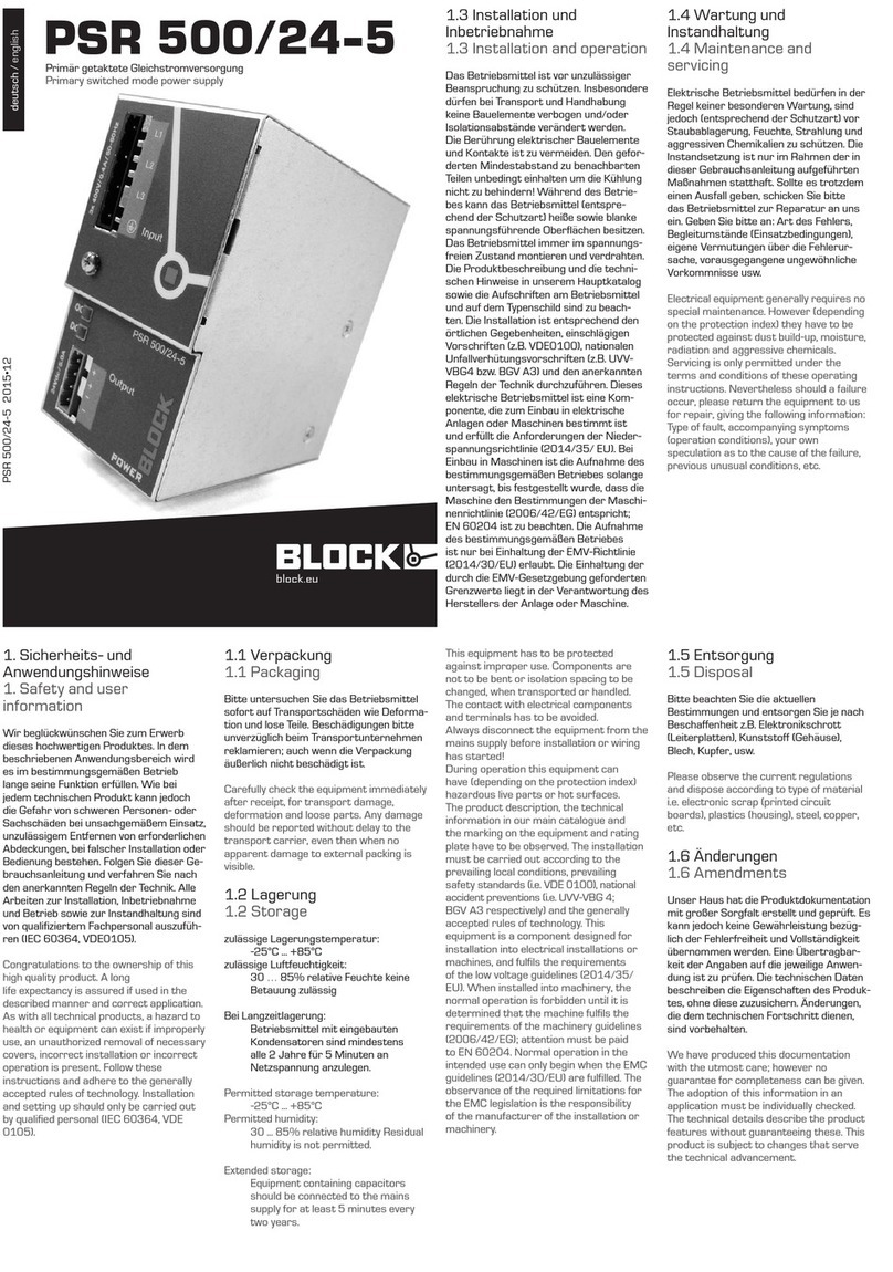 Block PSR 500/24-5 quick start guide