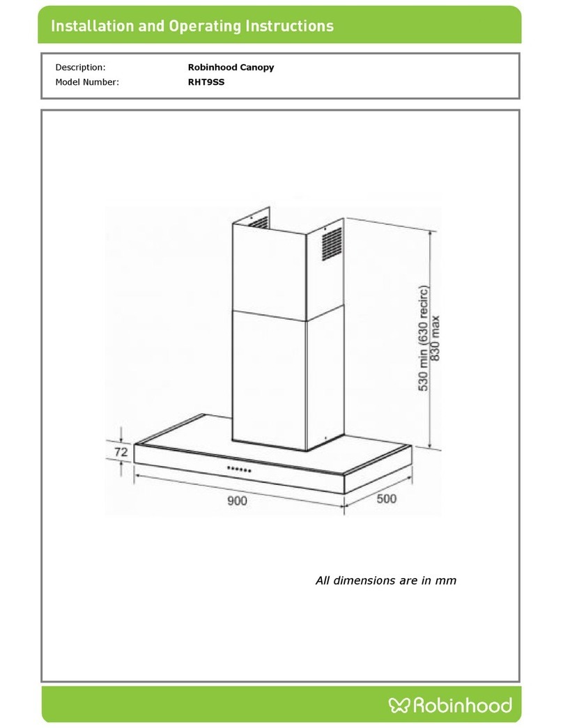 ROBINHOOD RHT9SS Installation and operating instructions ROBINHOOD RHT9SS Installation and operating instructions