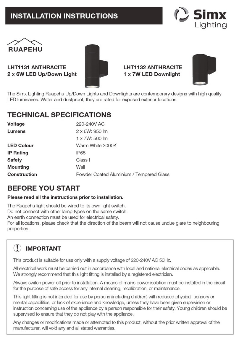 Simx Lighting Ruapehu LHT1131 installation instructions