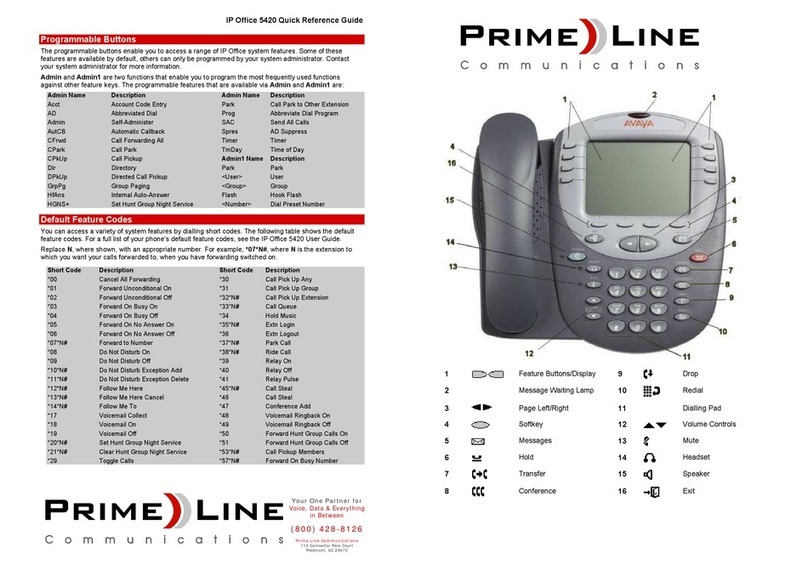 Prime-Line 5420 Quick reference guide