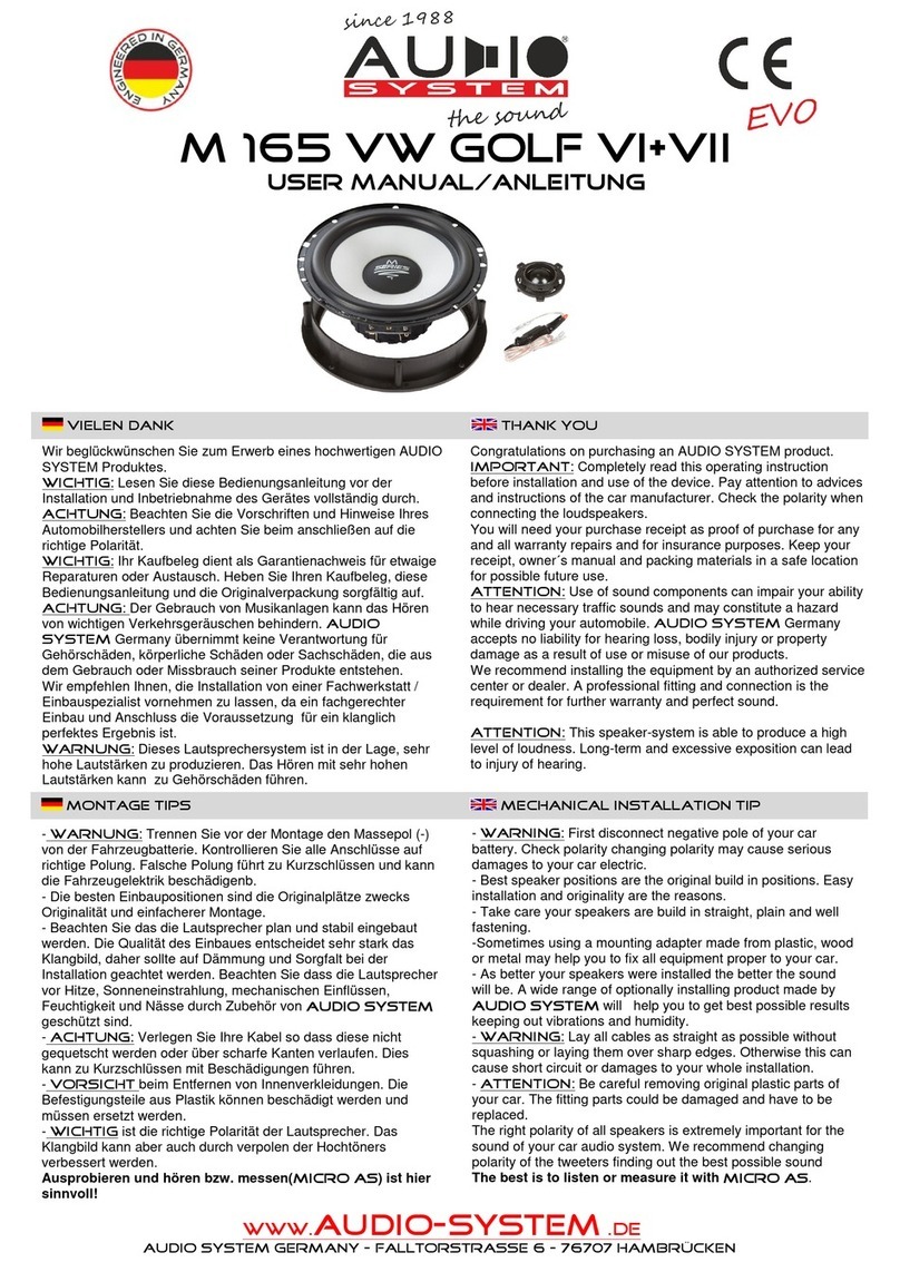 Audiosystem M 165 VW Golf VI+VII User manual