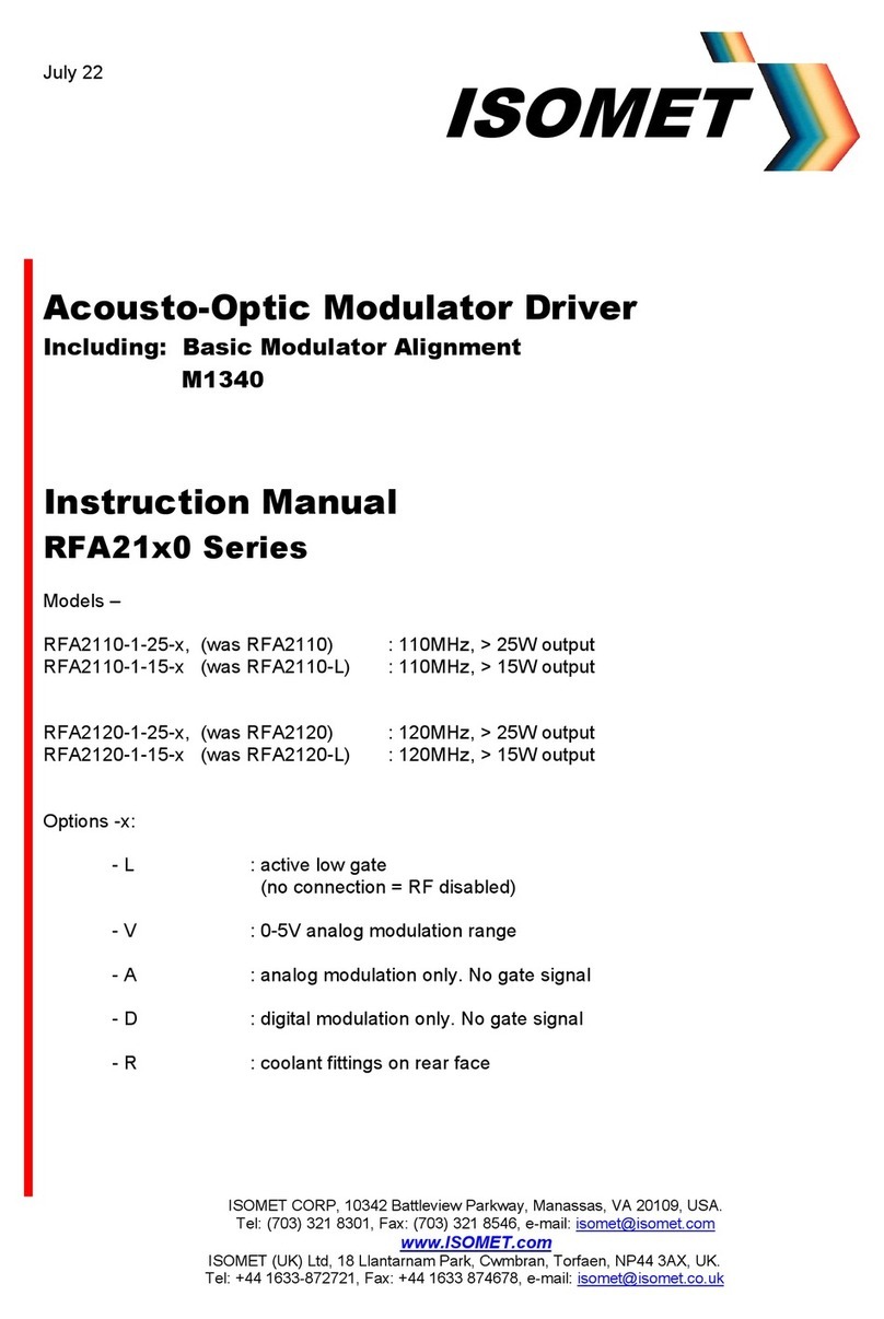 ISOMET RFA21 0 Series User manual