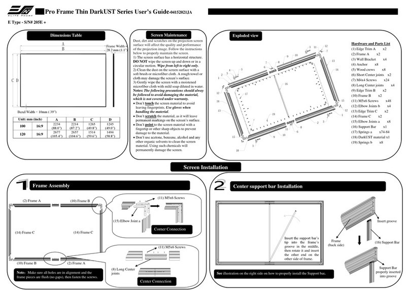 Elite Screens Pro Frame Thin DarkUST Series User manual