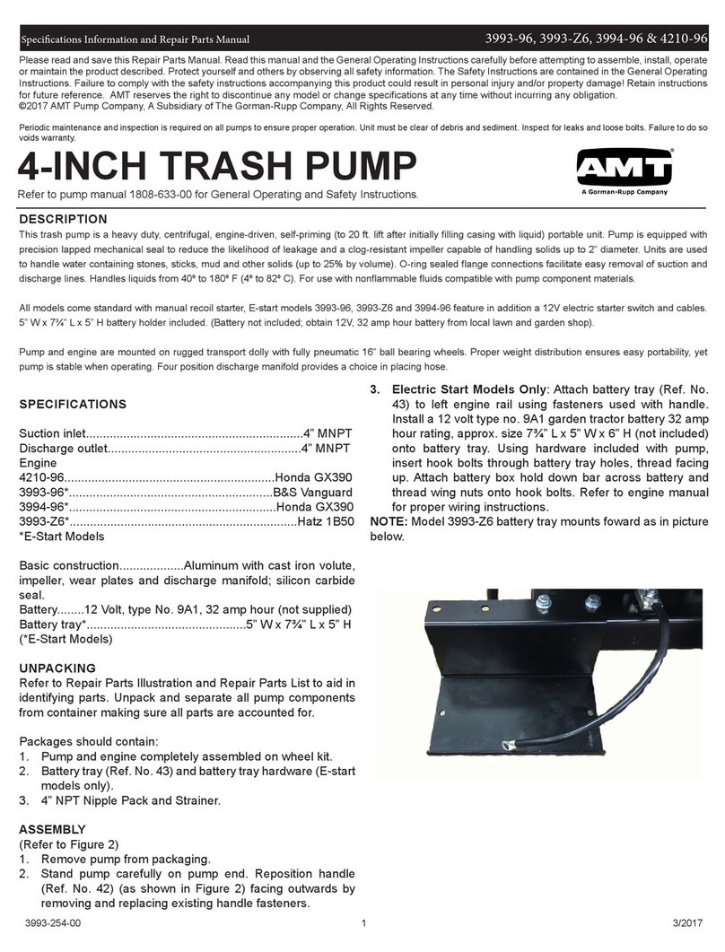 Gormann-Rupp Pumps AMT 3993-96 Specifications information and repair parts manual Gormann-Rupp Pumps AMT 3993-96 Specifications information and repair parts manual