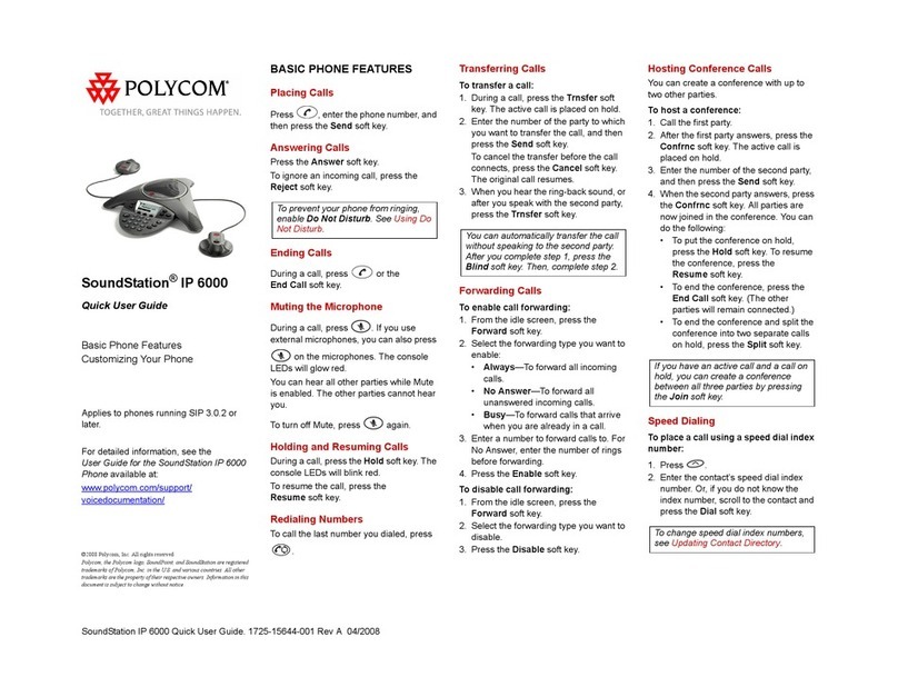 Polycom SoundStation IP 6000 Quick user guide