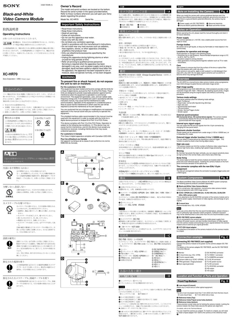 Sony XCHR70 User manual