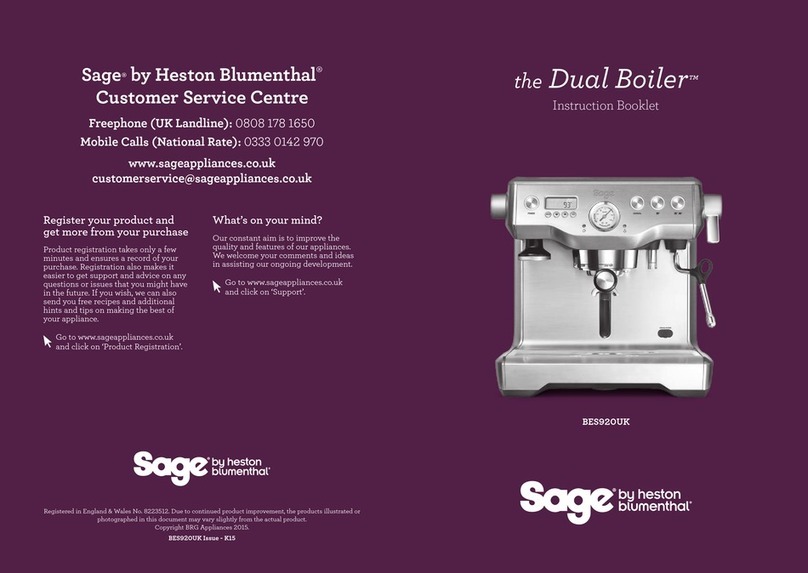 Heston Blumenthal Sage the Dual Boiler BES920UK Instruction booklet
