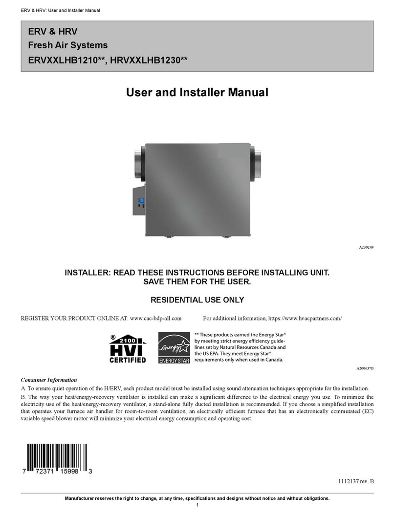 Carrier ERVXXLHB1210 Series Use and care manual Carrier ERVXXLHB1210 Series Use and care manual