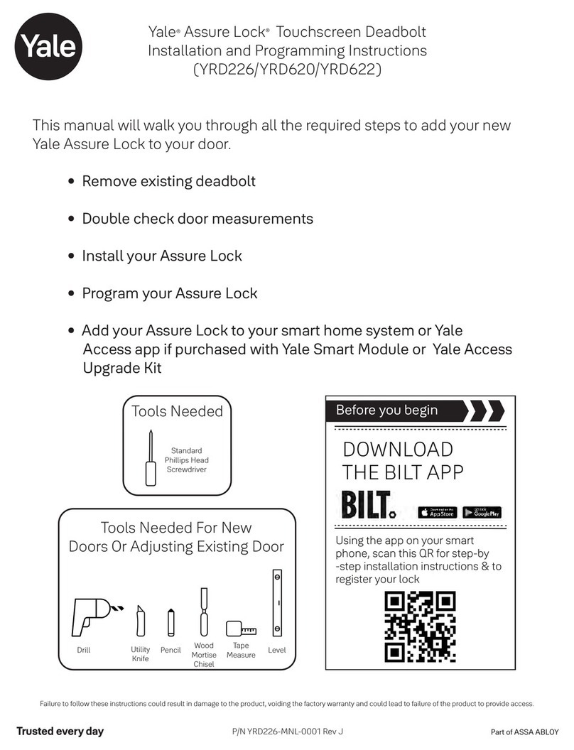 Assa Abloy Yale Assure Lock YRD620 Installation and programming instructions Assa Abloy Yale Assure Lock YRD620 Installation and programming instructions