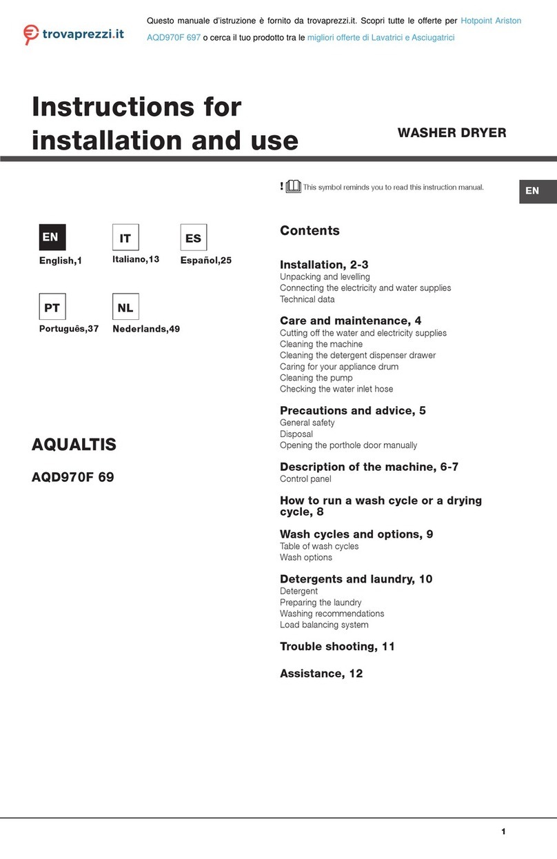 Hotpoint Ariston AQUALTIS AQD970F 697 User manual