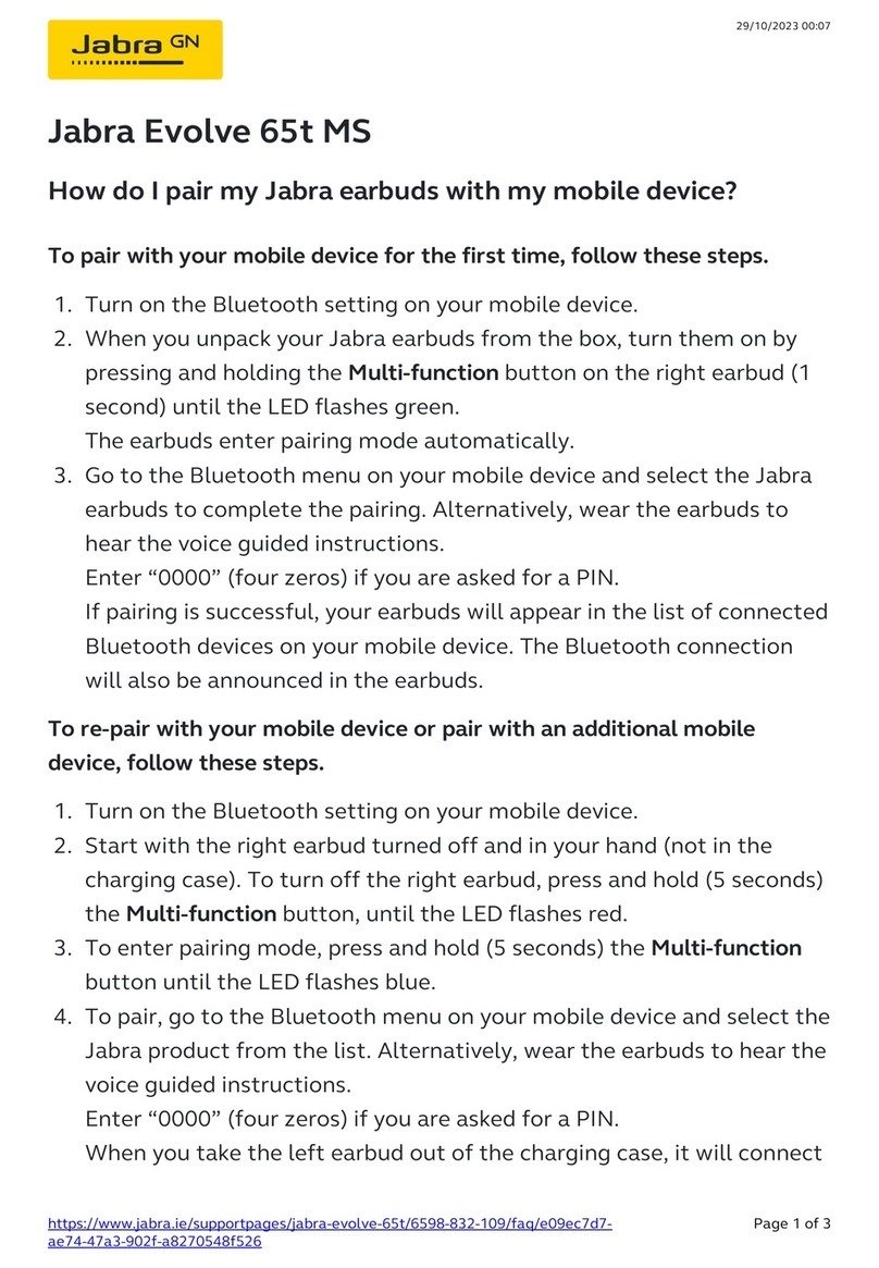 Jabra Evolve 65t MS User manual