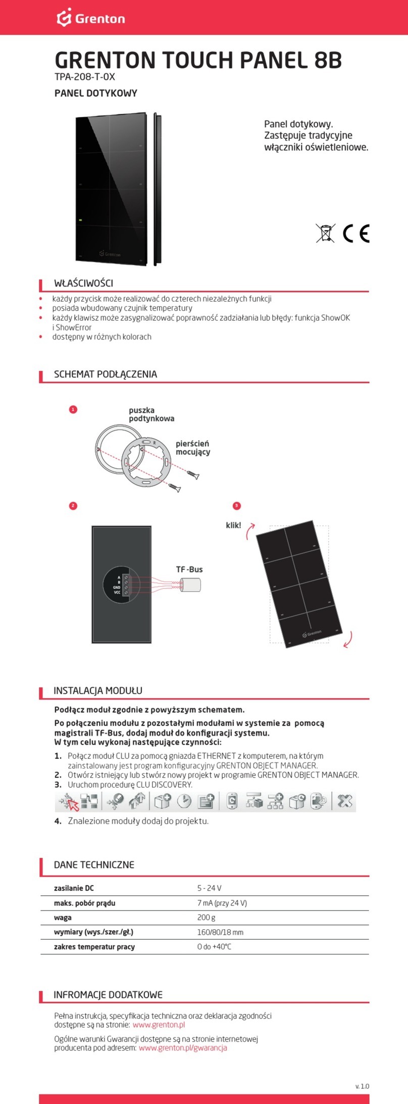 Grenton TPA-208-T-0X User manual