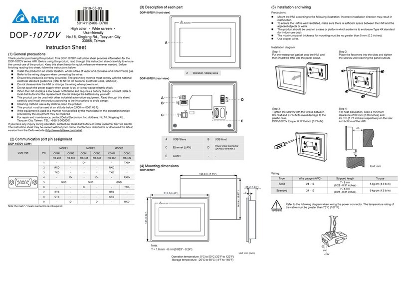 Delta DOP-107DV instruction sheet