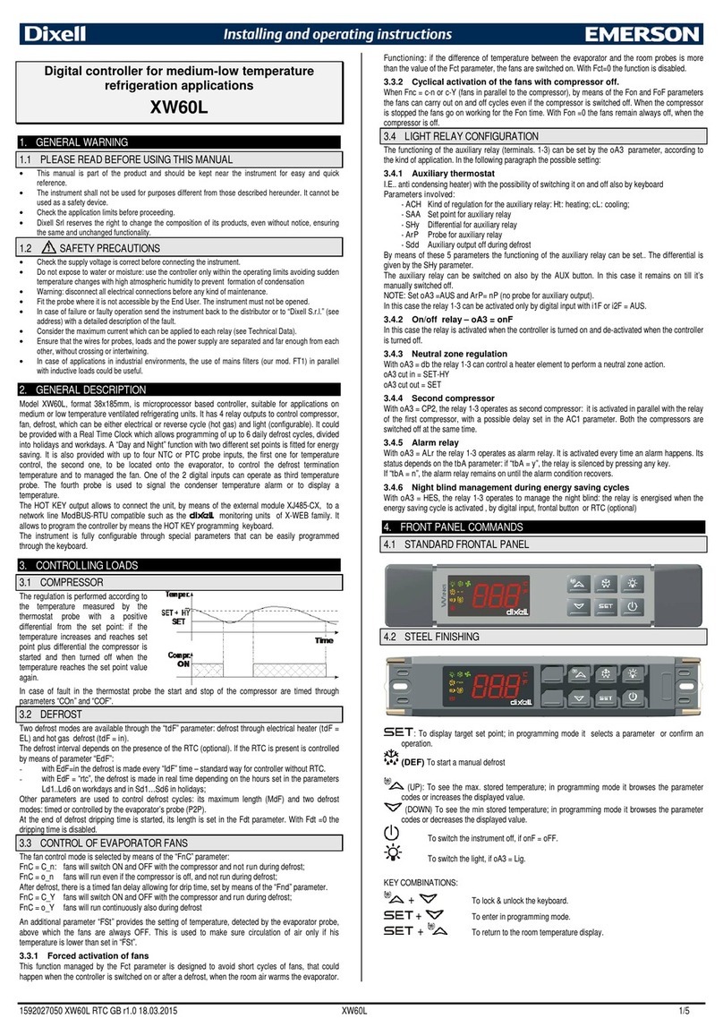 Emerson Dixell XW60L Wiring diagram