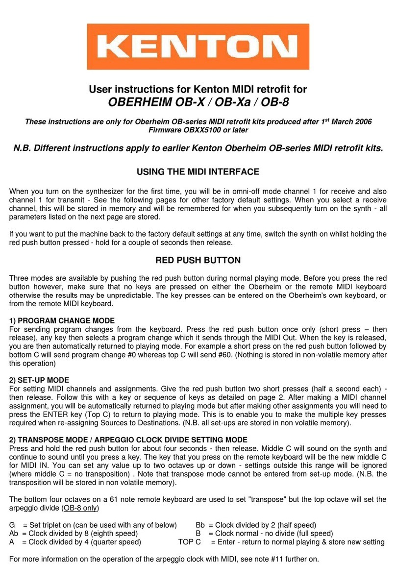 Kenton OBERHEIM OB-X User instructions