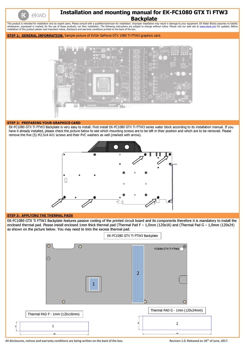 ekwb EK-FC1080 GTX Ti FTW3 Backplate Installation and mounting manuals