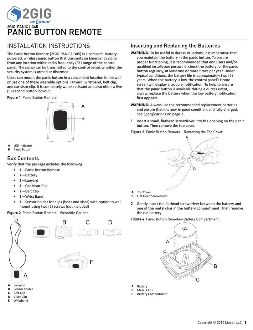 Linear 2GIG-PANIC1-345 User manual