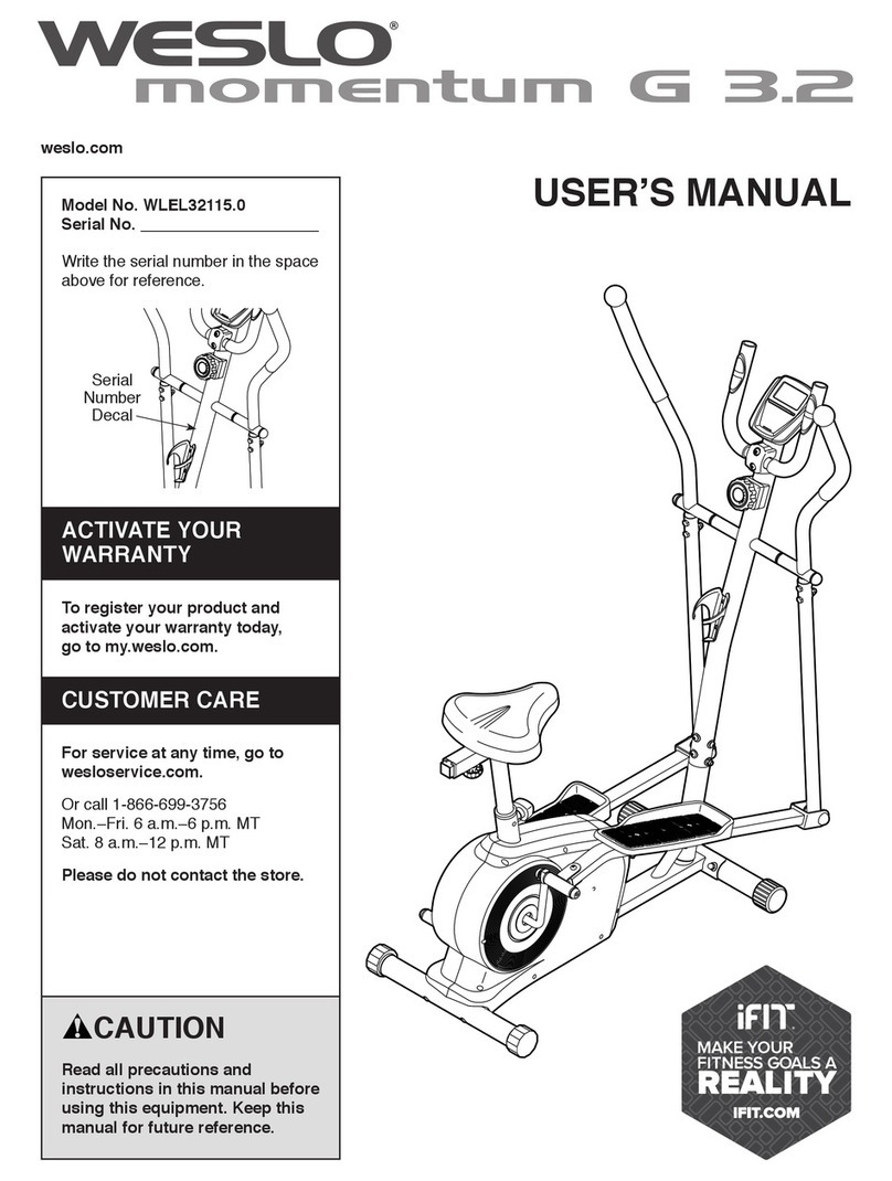 ICON Health & Fitness WESLO Momentum G 3.2 user manual