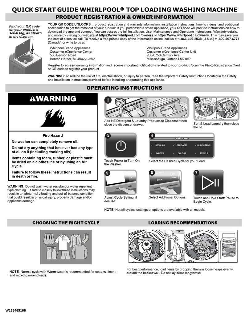 Whirlpool WTW8127LC quick start guide