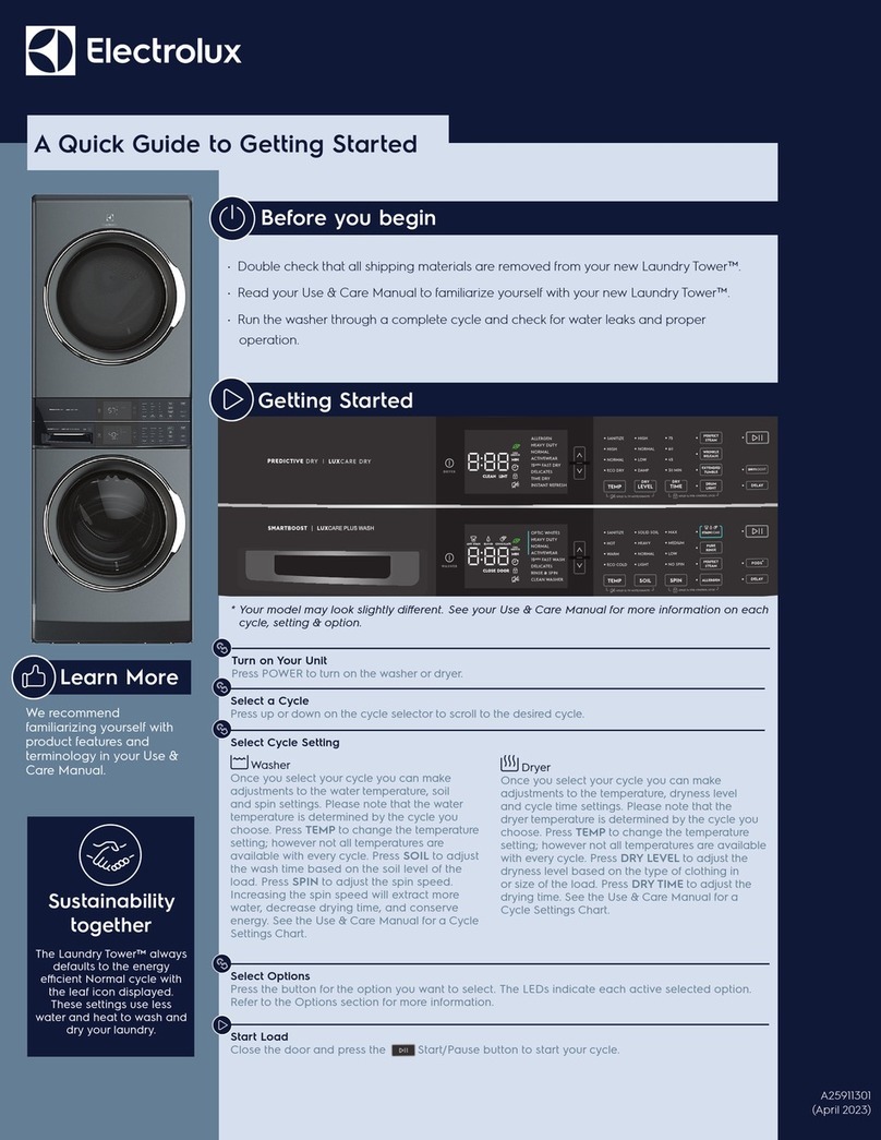 Electrolux Laundry Tower ELTE7600AW quick guide