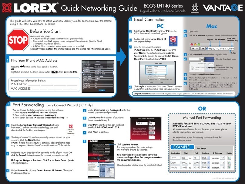 Lorex Vantage LH140 ECO3 Series Operator's manual