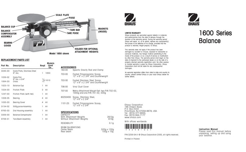 OHAUS 1610 instruction manual
