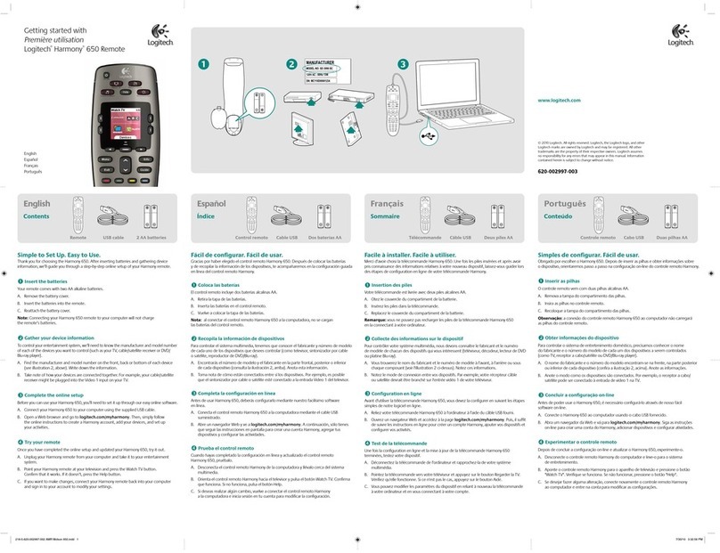 Logitech Harmony 650 User manual