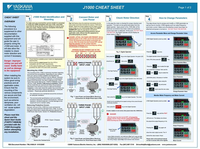 YASKAWA J1000 CIMR-JC series CHEAT SHEET
