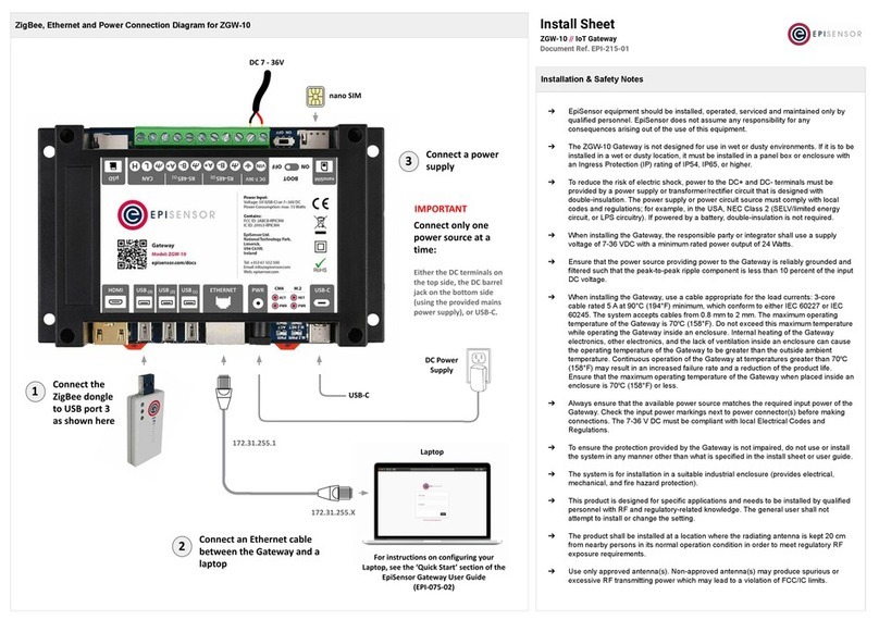 EpiSensor ZGW-10 Install Sheet
