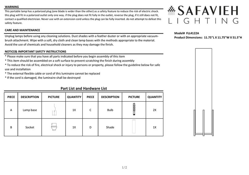 Safavieh Lighting GARUDA FLL4122A manual Safavieh Lighting GARUDA FLL4122A manual