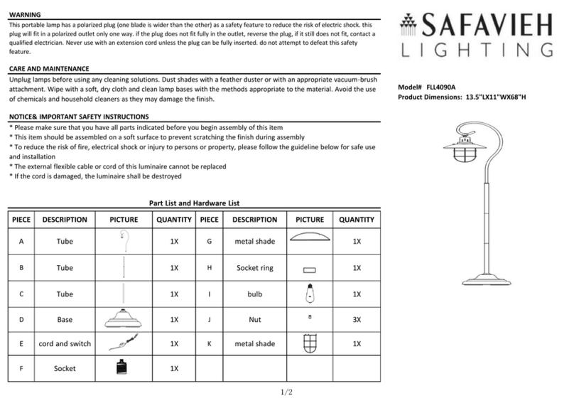 Safavieh Lighting ARCHIE IRON FLL4090A User manual Safavieh Lighting ARCHIE IRON FLL4090A User manual