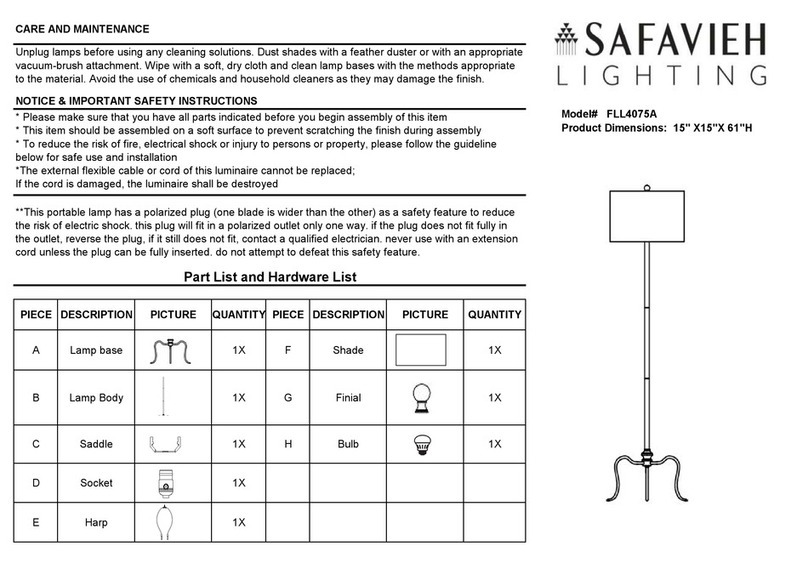Safavieh Lighting EARIE FLL4075A User manual