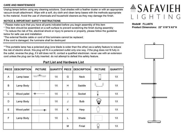 Safavieh Lighting KELSEN FLL4076 manual