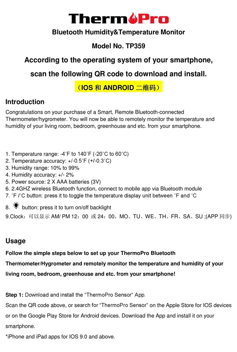 ThermoPro TP359 quick start guide
