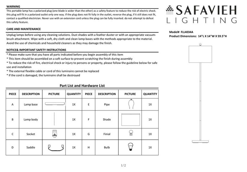 Safavieh Lighting MELROSE FLL4034A manual