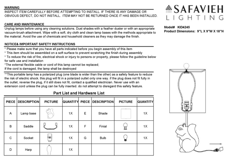 Safavieh Lighting SUNNY SQUIRREL KID4245 User manual Safavieh Lighting SUNNY SQUIRREL KID4245 User manual